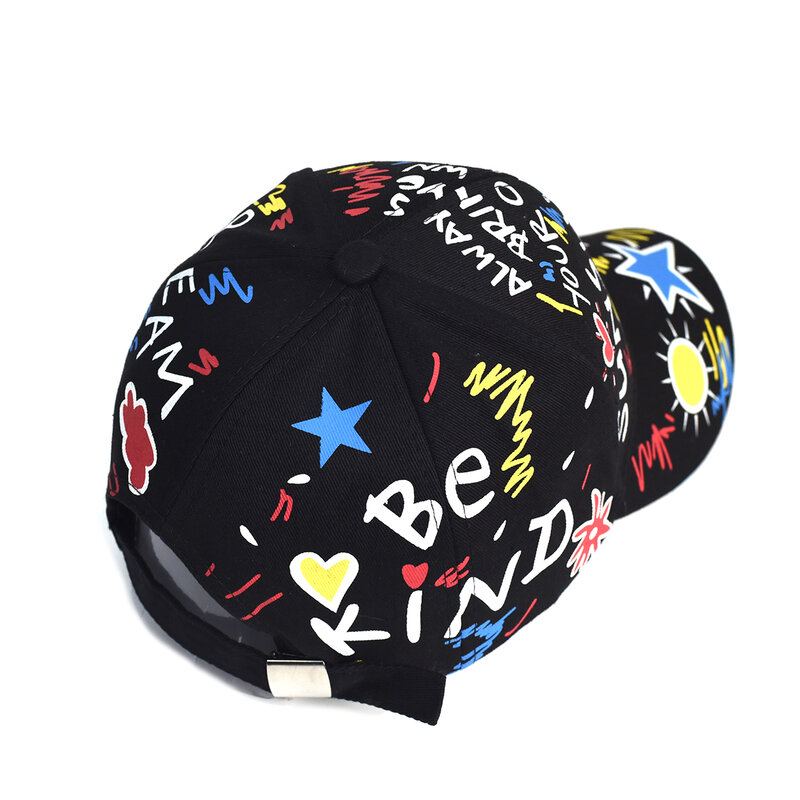 Topi bisbol hip hop grafiti motif huruf, topi pasangan luar ruangan modis universal, topi matahari liar olahraga kasual