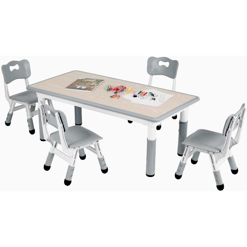 Arlopu-conjunto de mesa e cadeira para crianças, mesa de altura ajustável, para leitura, desenho, comer, para estudante