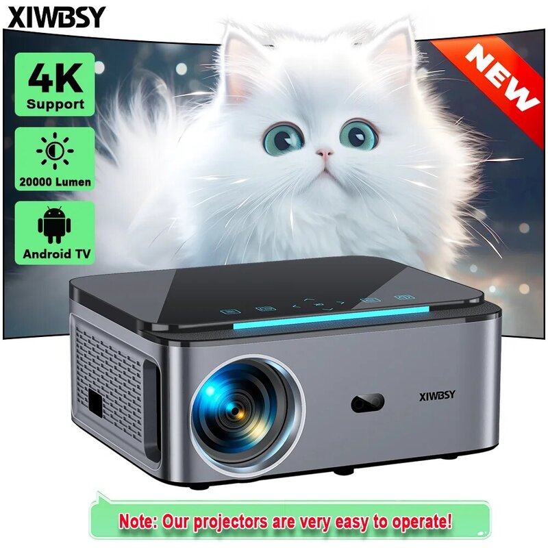 XIWBSY Android 4k Projector 20000 Lumens Full HD Projector Wifi6 800ANSI Auto Focus Dolby Projector Home Cinema Movie projecteur