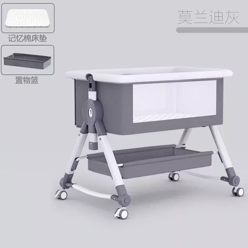 Baby Crib Newborn Bed Splicing Big Bed Baby Crib Bb Crib Cradle Bed Multi-functional Mobile and Foldable