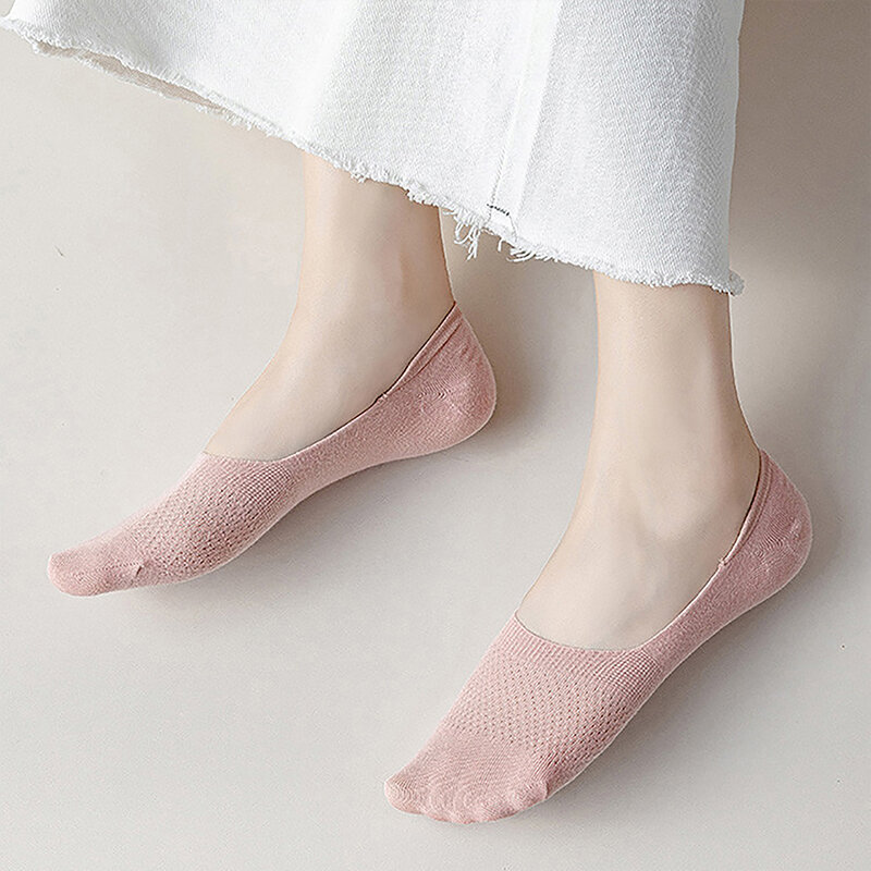 1pairs Women Invisible Socks Non-slip Chaussette Ankle Low Female Mesh Cotton Boat Socks No Show Breathable Calcetines
