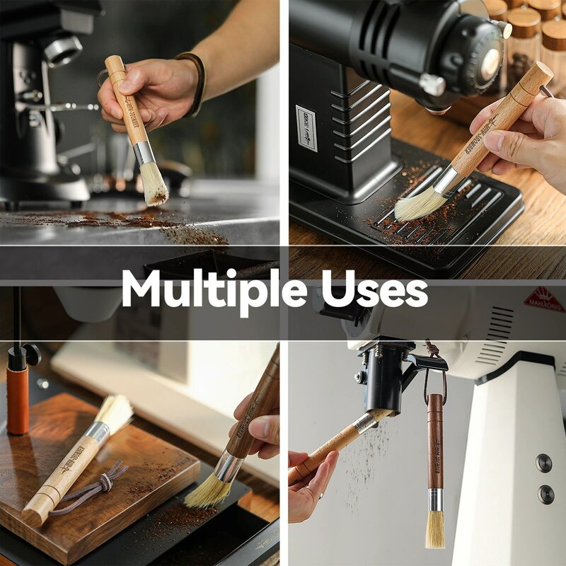MHW-3BOMBER เครื่องบดกาแฟแปรงทำความสะอาด Dusting Espresso แปรงอุปกรณ์เสริมสำหรับ Home Barista เครื่องมือมือจับไม้และธรรมชาติ