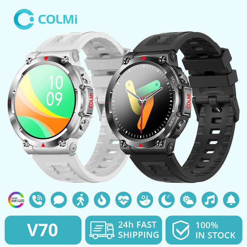 Смарт-часы COLMI V70 Для мужчин, ультра-большой HD AMOLED экран, часы с Bluetooth вызовами, умные часы для отслеживания здоровья и фитнеса