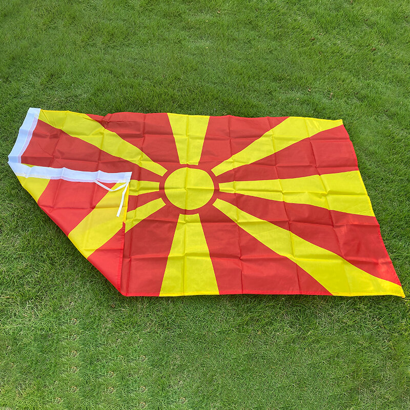 Drapeau National de Macédoine en Polyester Imprimé Double Face, Bannière de Décoration, 150x90cm