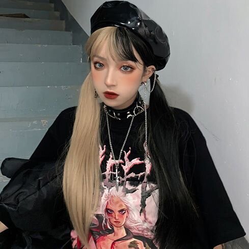 Wig Cosplay putri wanita, rambut palsu potongan poni panjang lurus Jepang Ji tipis bernapas Lolita JK, rambut panjang