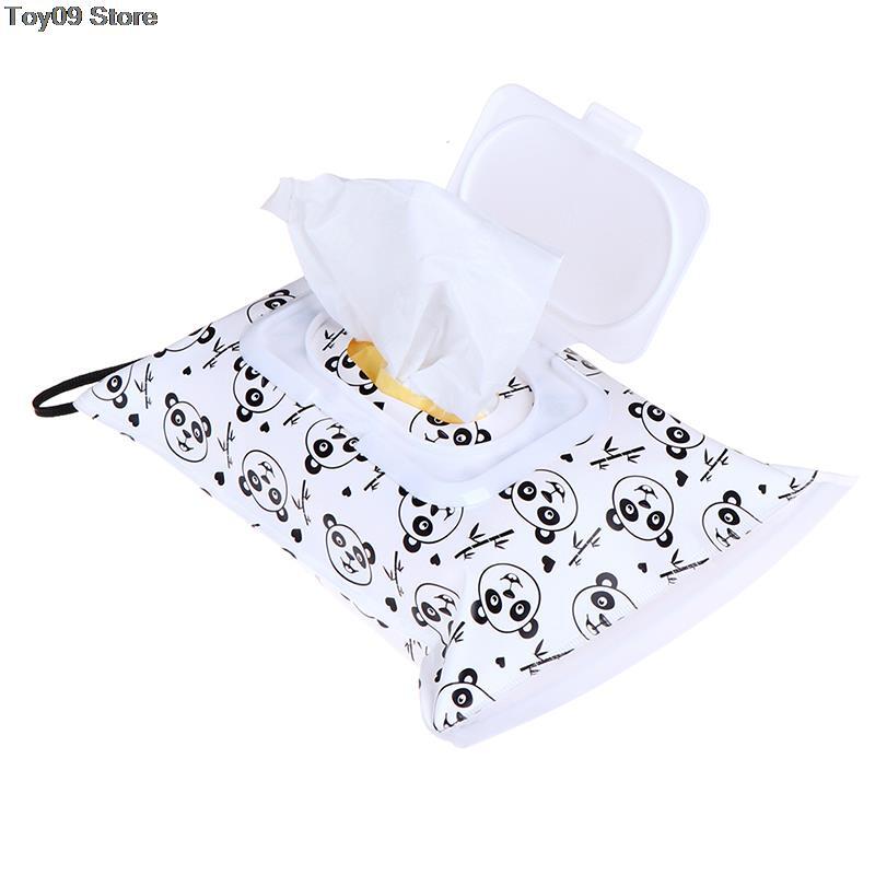 Eco-friendly easy-carry snap-cinta toalhetes recipiente toalhetes molhados saco clamshell bolsa cosmética embreagem e limpar toalhetes estojo de transporte