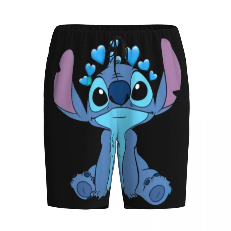 Custom Animation Stitch Pajama Bottoms for Men Lounge Sleep Shorts Stretch Sleepwear Pjs with Pockets
