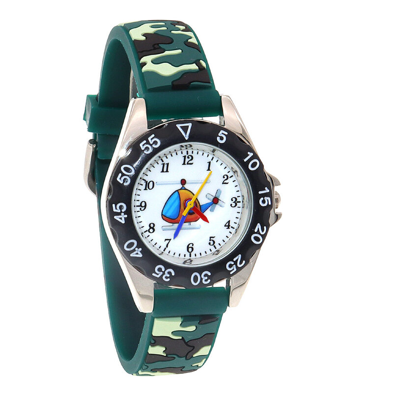 Wysokiej jakości zegarki kwarcowe z paskiem 3D luksusowe marki wodoodporne zegarki Qlastic dla dzieci dziecięcy zegarek