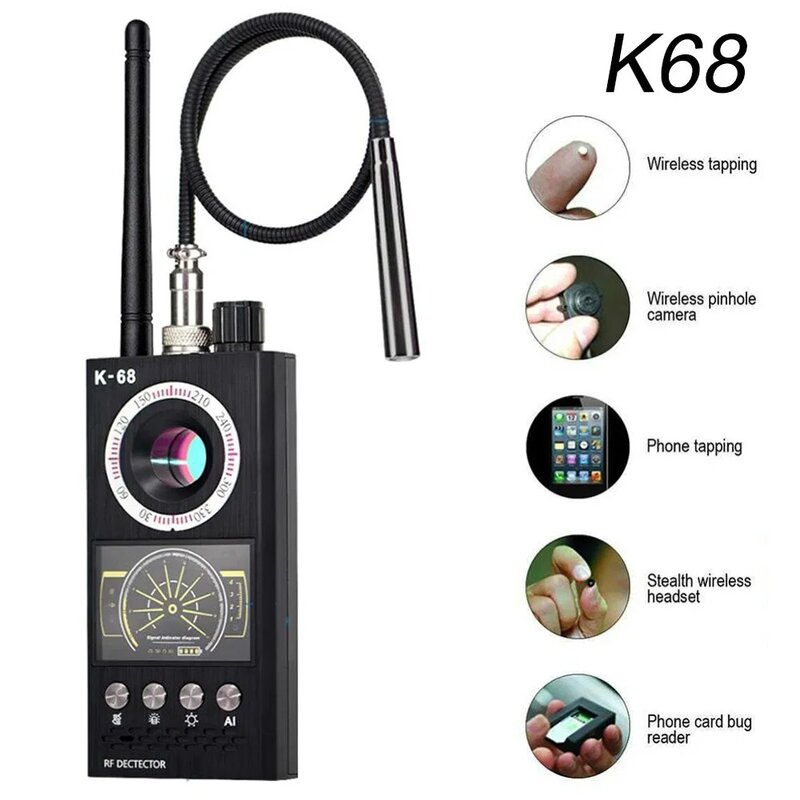 K68 Anti Spy Wireless RF Signal Detector Bug GSM GPS Tracker telecamera nascosta dispositivo di intercettazione versione professionale