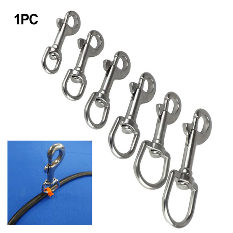 1PC 316 Stainless Steel Swivel Eye Bolt Spring Snap Hook 65/72/82/91/100/126mm Marine Diving D Ring Snap Hooks With Swivel