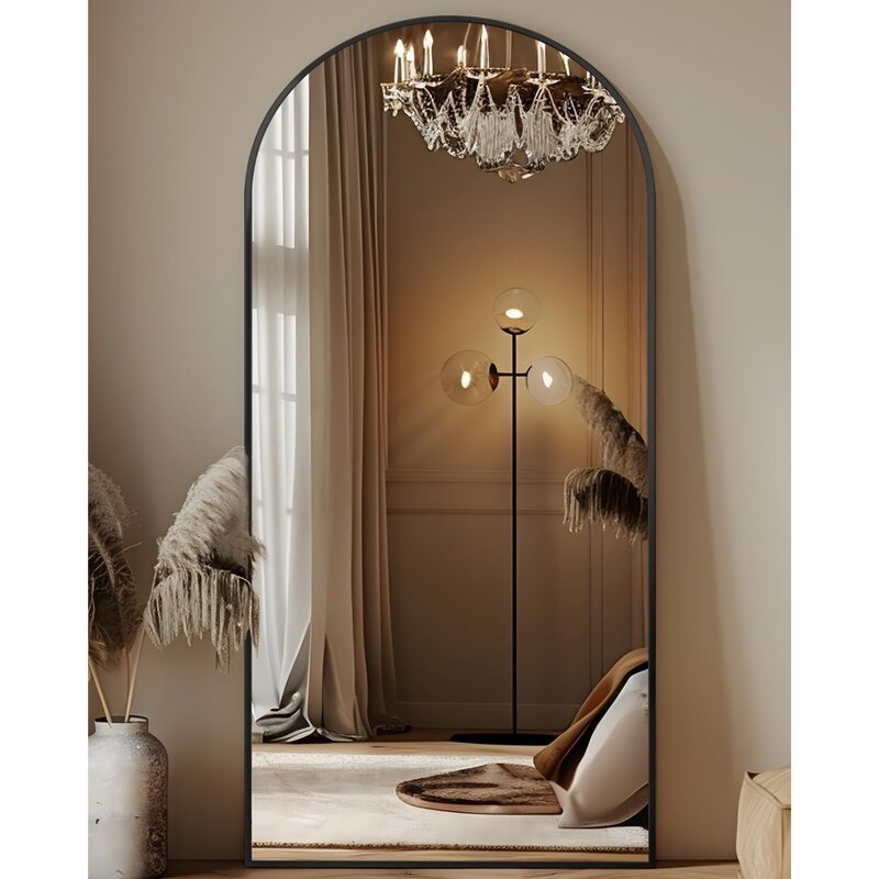 Antok-Comprimento total Arched Floor Mirror com suporte, espelho extragrande, 68x27 em