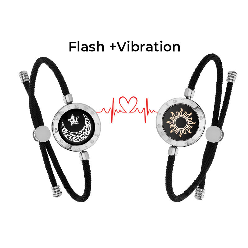 TOTWOO Long Distance Touch Bracelets for Couples ,Light up&Vibration Relationship Gifts for Lovers Smart Jewelry Love Bracelets