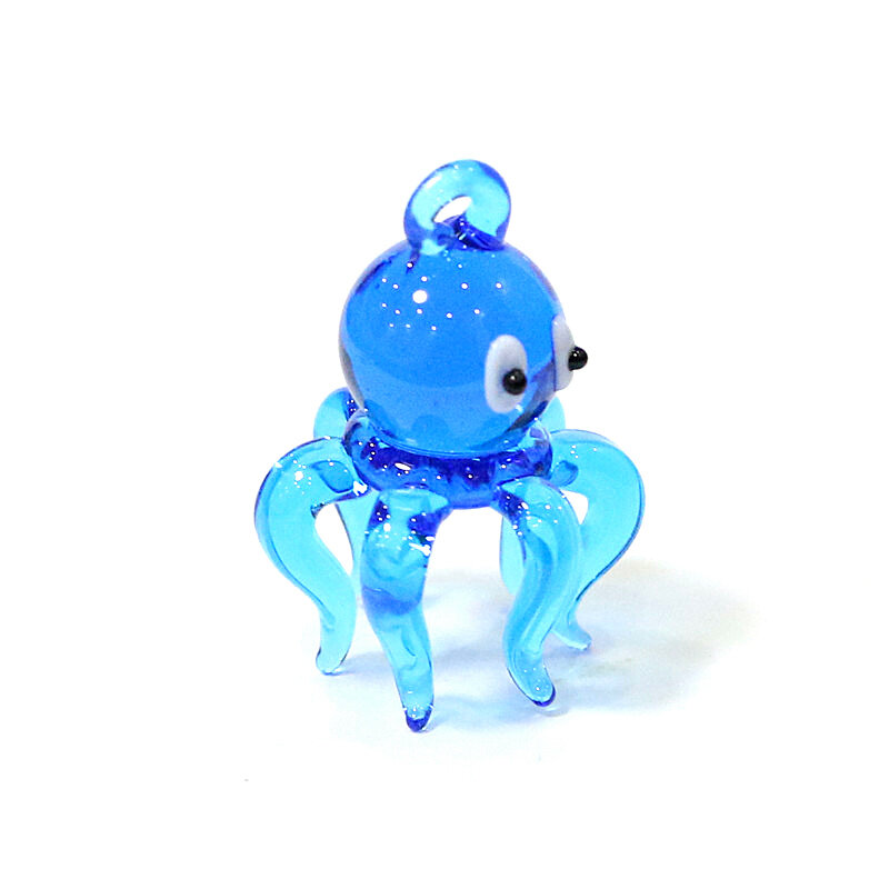 Mini estatuilla colgante de pulpo de cristal de Murano para mujer, decoración de acuario colgante, adorno de Animal marino, accesorios para hacer joyas DIY