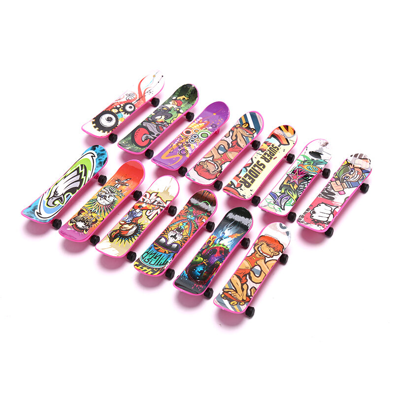 1 Buah Fingerboard Mini Kreatif Fingertips Skateboard Plastik Finger Skate Skuter Warna Acak Dekorasi Rumah Gaya Acak