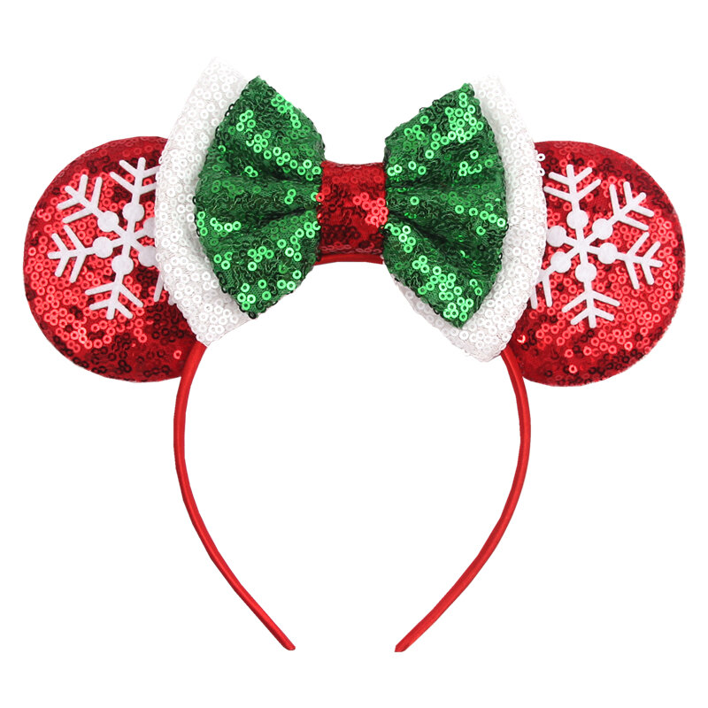 Natal Mouse Orelhas Headband para Mulheres, Lantejoula Bow Hairband, Natal Festival Cosplay, Acessórios para Cabelo para Meninas, Novo Presente, 2024