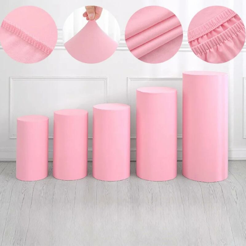 Pedestal Column Cylinder Covers Elastic Fabric Birthday Party Photography Background for Wedding Decoration Baby Shower