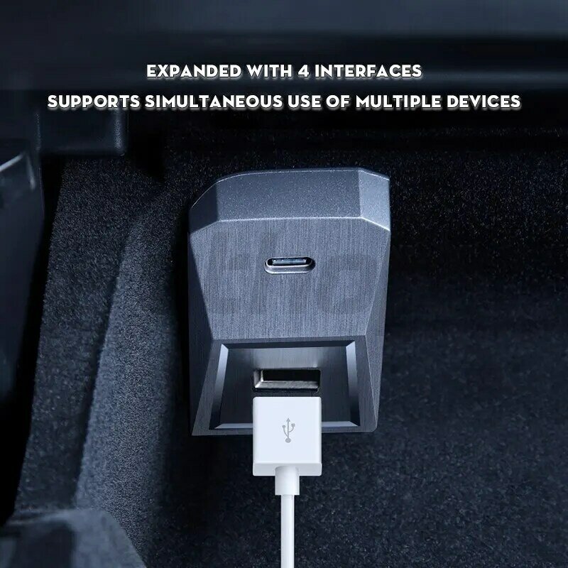 Glovebox Hub USB untuk Tesla Model 3 Model Y 2021-2023 tampilan Digital Splitter stasiun Dok transmisi Data