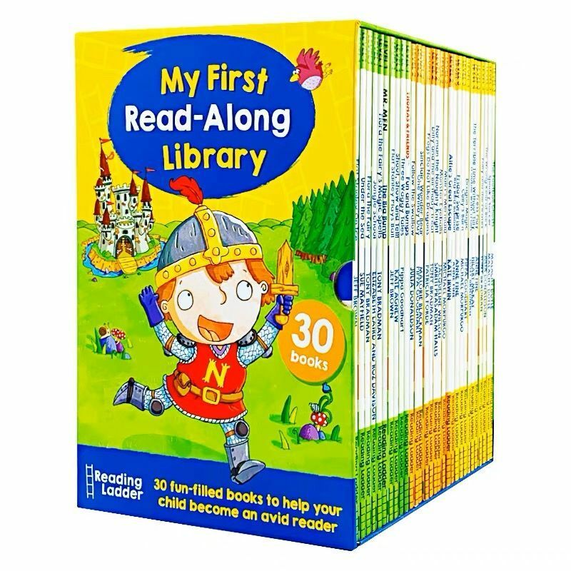 Escalera de lectura con imagen en inglés para niños, paquete de libros para aprender a leer a lo largo de la biblioteca, nivel 1 a 3, 30 unidades por juego