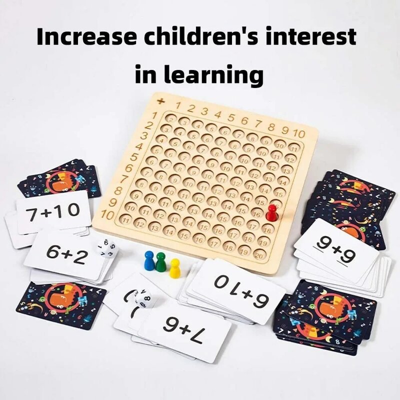 ไม้ Montessori Multiplication เกมคณิตศาสตร์ตาราง Permainan Teka-Teki สำหรับเด็กเด็กการเรียนรู้ของเล่นเพื่อการศึกษาที่มีกระดานหมากรุก
