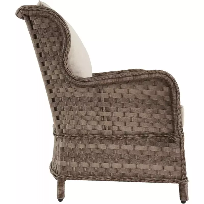 Ashley Clear Ridge Lounge Chair Outdoor, Handwoven de vime, cadeira almofadada, assinatura Design, castanho claro, 2 Contagem