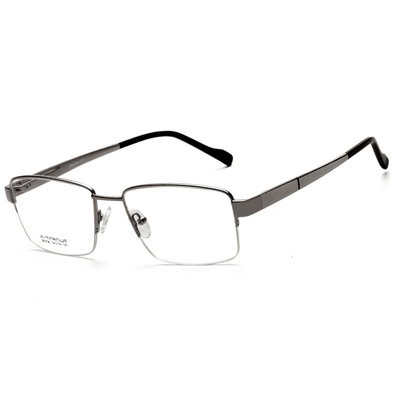 남성용 순수 티타늄 광학 안경, 근시 원시, 누진 처방, 하프 스퀘어 비즈니스 용수철, 안경류 안경, 54mm