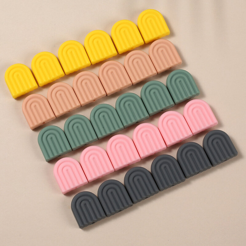 10Pcs 17x20mm Teether Rainbow Beads Food Grade Silicone Beads For BPA Free Nursing Accessory DIY Baby Pacifier Chain Necklace
