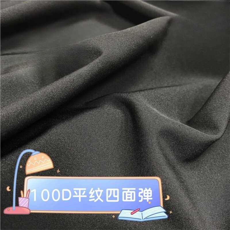 Fuß messer 100d gewebtes Polyester glatt seitlich dehnbar Stoff mikro elastisch schwarz unten Stoff Hose Hemd Mode