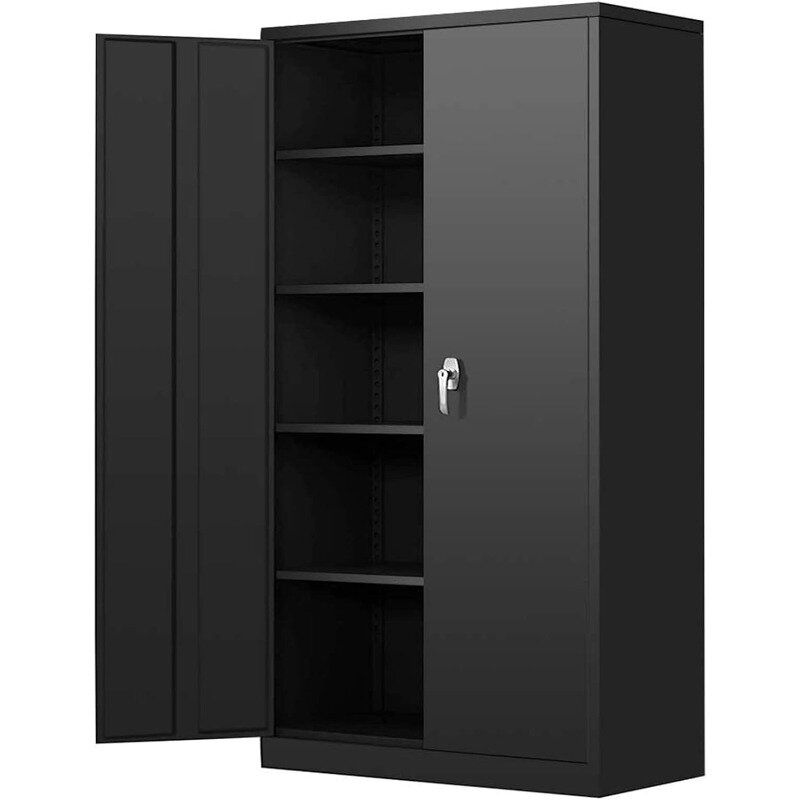Steel SnapIt Storage Cabinet 72" Locking Metal Cabinet with 4 Adjustable Shelves, 2 Doors and Lock for File, Office, Garage,