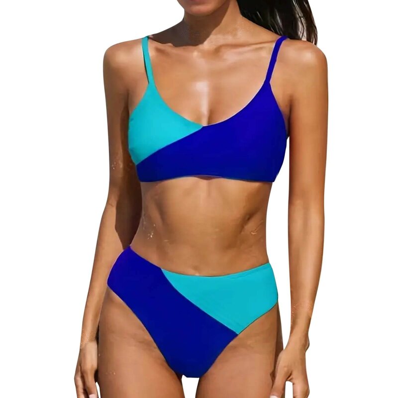Swimming Equipment for Women Trendy Swimsuit Contrast Color Sexy Tank Top & Shorts Bikini Set Women Swim Suit Two-Piece Swimwear