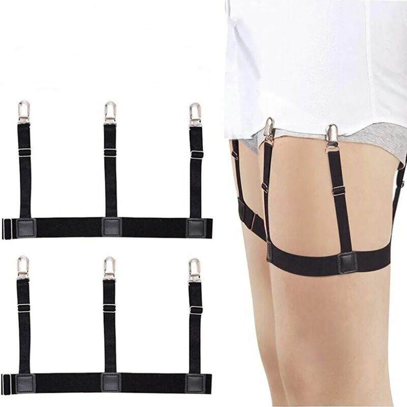 Adjustable Shirt Stay Belt New Non-slip Elastic Leg Thigh Suspender Garters Strap Shirt Holders Leg Suspenders Shirts Clips