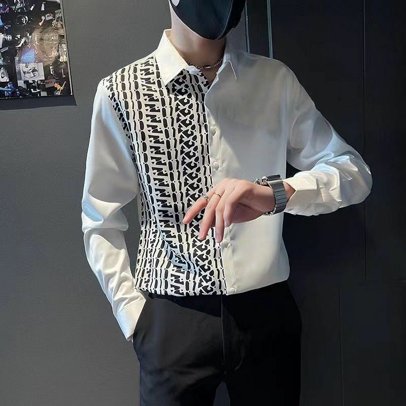 Blusa de manga larga para Hombre, Ropa deportiva informal, holgada, ajustada, con botones de bloqueo de Color, estilo Harajuku, a la moda y elegante