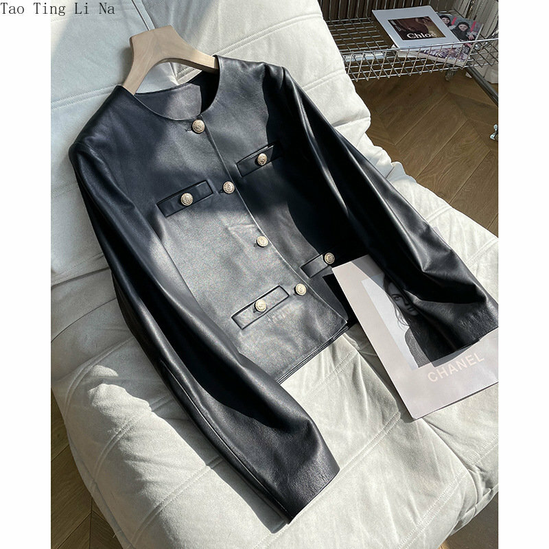 2023 Women New Spring Genuine Sheep Leather Jacket Real Sheepskin Leather Coat W20