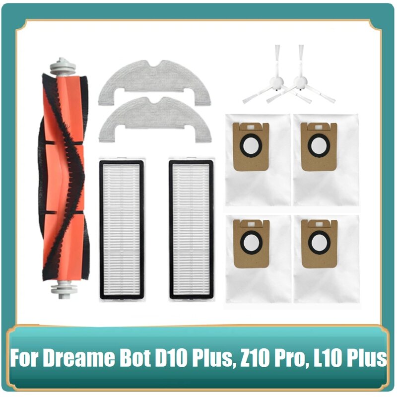 Promocja! 11 szt. Dla Dreame Bot D10 Plus RLS3D/Z10 Pro/L10 Plus Robot wymiana próżniowa główna szczotka filtr mopa woreczek pyłowy