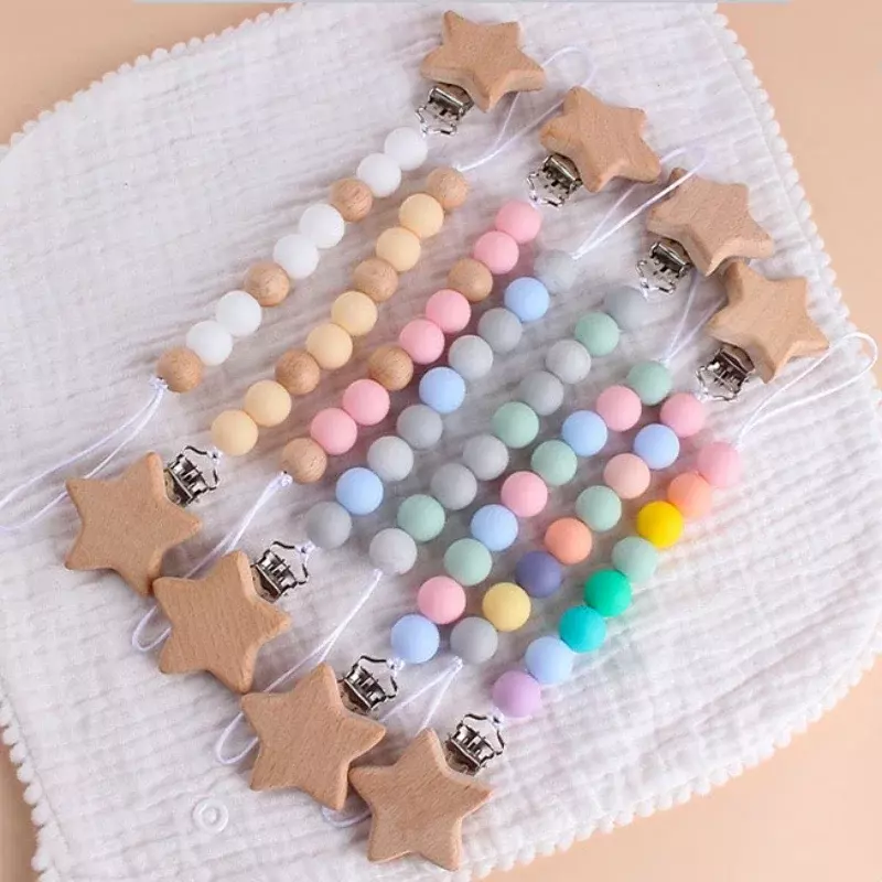 Baby Handmade Pacifier Chain Clip Dummy Nipples Holder Clips Babies Silicone Teething Chain Toy Gifts for Cute Baby Accessories
