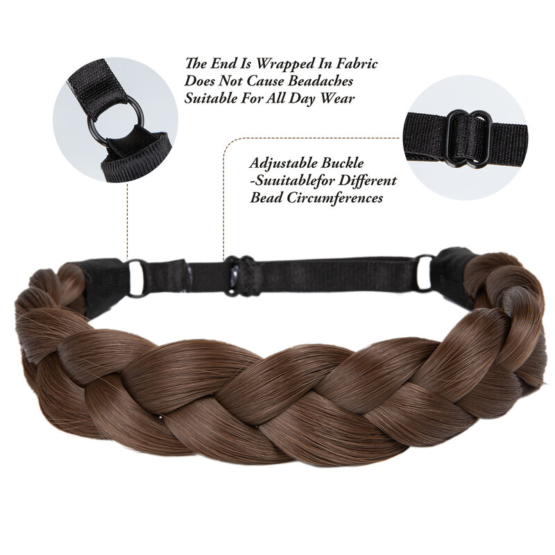 Fascia elastica intrecciata fatta a mano regolabile Premium sintetica per capelli fascia per capelli intrecciata alla moda per le donne