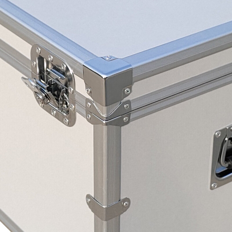 Caja de Herramientas de aleación de aluminio, maleta a prueba de golpes, forrada, blanca, sólida, estable, almacenamiento multifuncional, multicapa