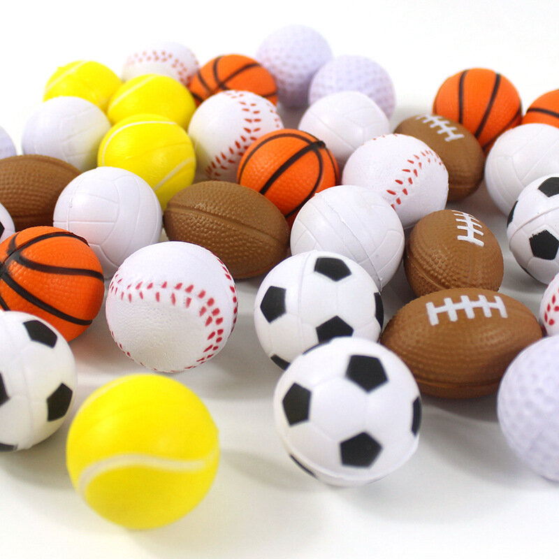 5PCS Squeeze Ball Stress Relief Toy 4CM Football Basketball Baseball Tennis Soft Squishy Antistress Kid Outdoor Novelty Gag Toys