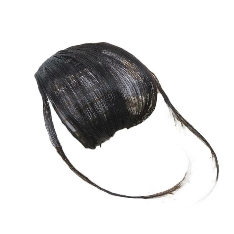 Klip rambut palsu wanita, Wig poni udara penuh tipis rapi ekstensi pinggiran rambut sintetis, alat penata rambut ekstensi