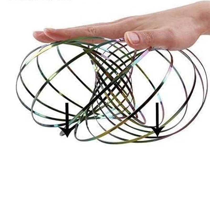 2 Stuks Flow Ring Magische Armband Speelgoed Metalen Bevestigingsstroom Ringen Magisch Handspeelgoed (Regenboog) Duurzaam