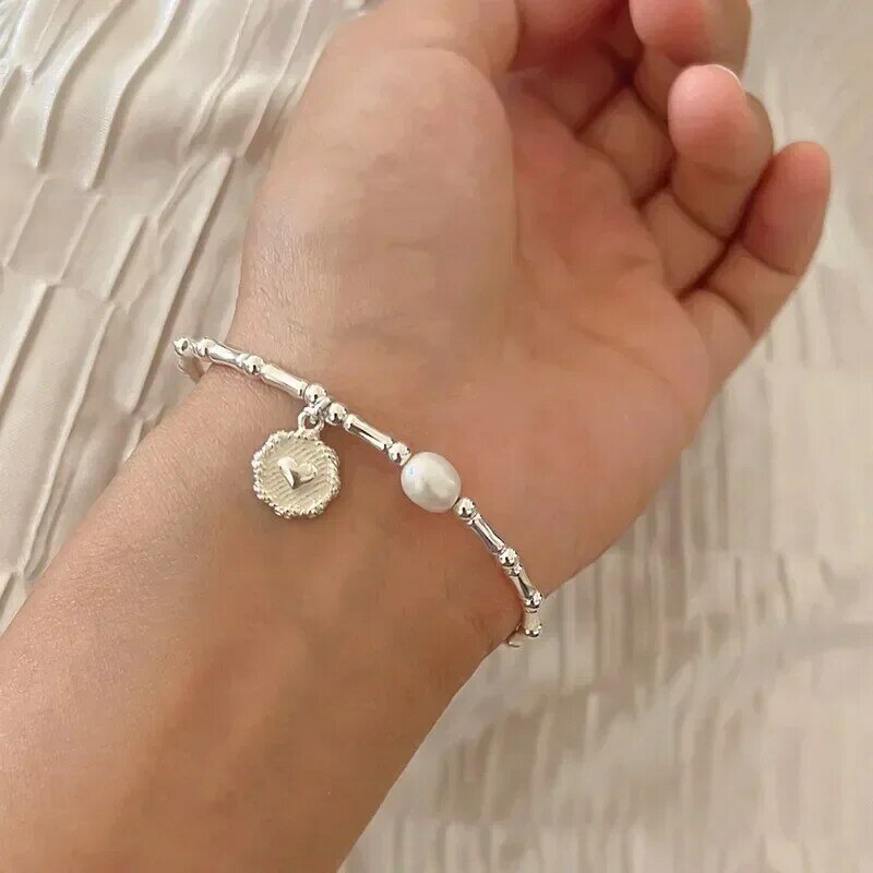 925 Sterling Silver Parcial Pearls Knots Charm Bracelet para Mulheres, Luxo Design Bead, Jóias Presente, Moda