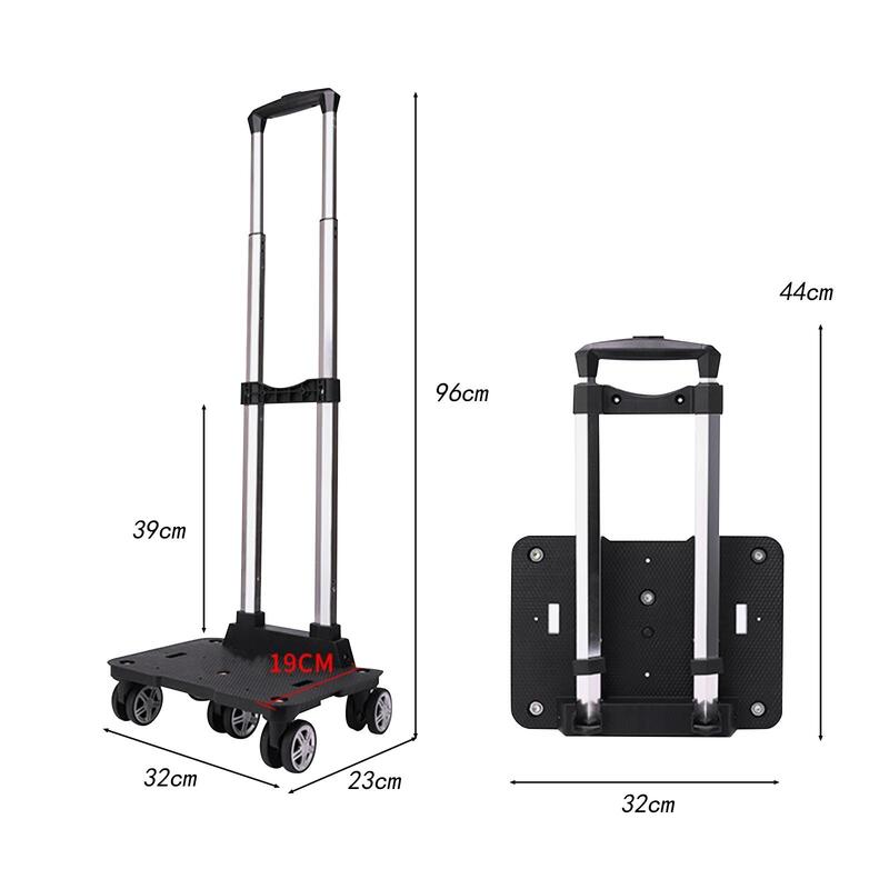 Luggage Trolley Handle Luggage Cart with Wheels for Travel Hiking Office Use