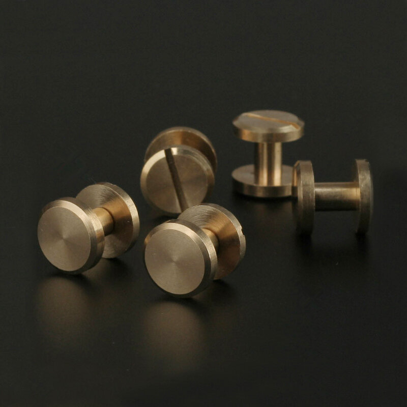 10pcs Solid Brass Binding Chicago Screws Nail Stud Rivets For Photo Album Leather Craft Studs Belt Wallet Fasteners 8mm Flat Cap