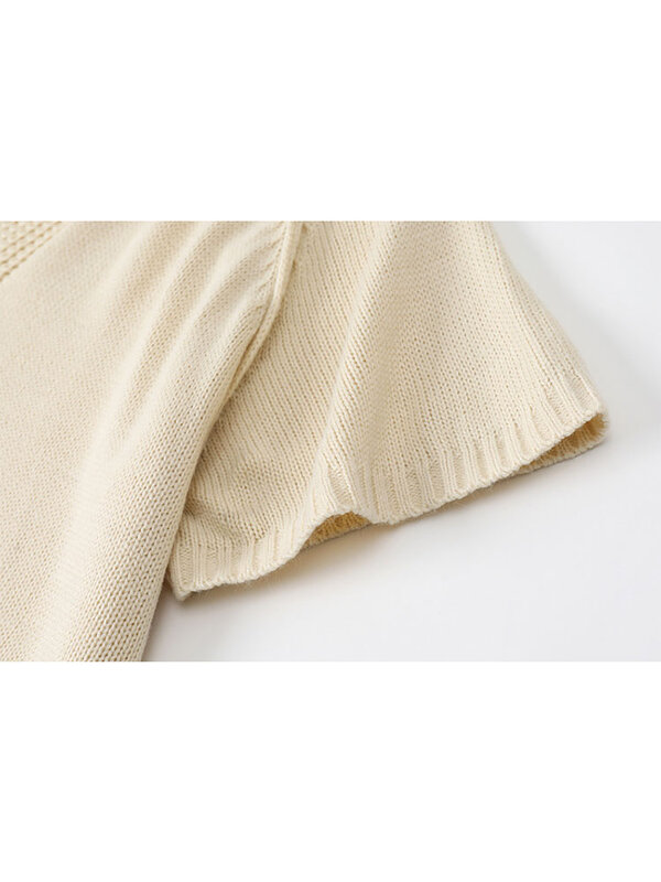 Maglioni lavorati a maglia corti coreani Vintage pullover sottili moda manica corta 2022 estate Casual femminile Crop Top Ropa Mujer