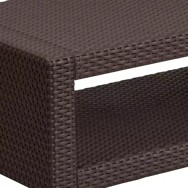Seneca Chocolate Brown Faux Rattan Coffee Table Dining Table With Chairs Center Tables for Rooms Furniture Living Room Chairs