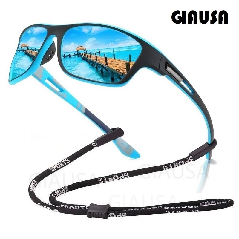 Óculos de sol polarizados com corrente para homens e mulheres, óculos anti-reflexo, óculos para dirigir e caminhar, UV400