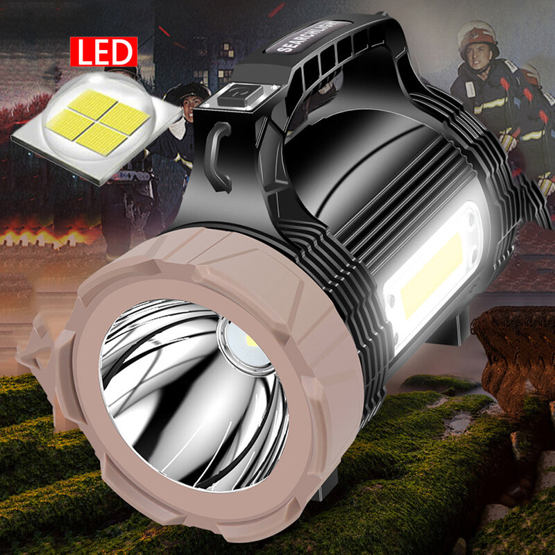 Мощный перезаряжаемый светодиодный фонарик, портативный прожектор с USB-зарядкой, ручной светильник, дисплей мощности, уличная лампа, водонепроницаемый прожектор