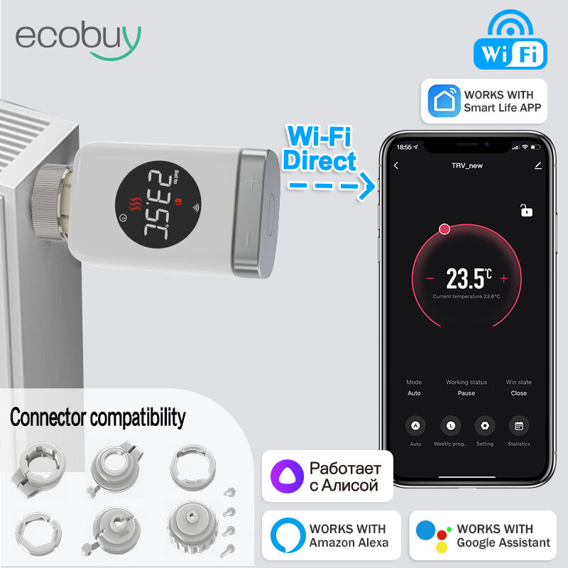 Tuya wifi thermostat kopf kühler ventil antrieb smart trv wifi temperatur regler smart life alexa google home alice