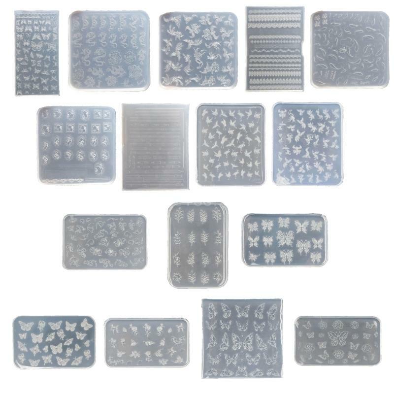 3D Art Mold with Variety of Patterns Template Carving Sticker Stencil Tools Moulds for Nail Enthusiasts and Salons