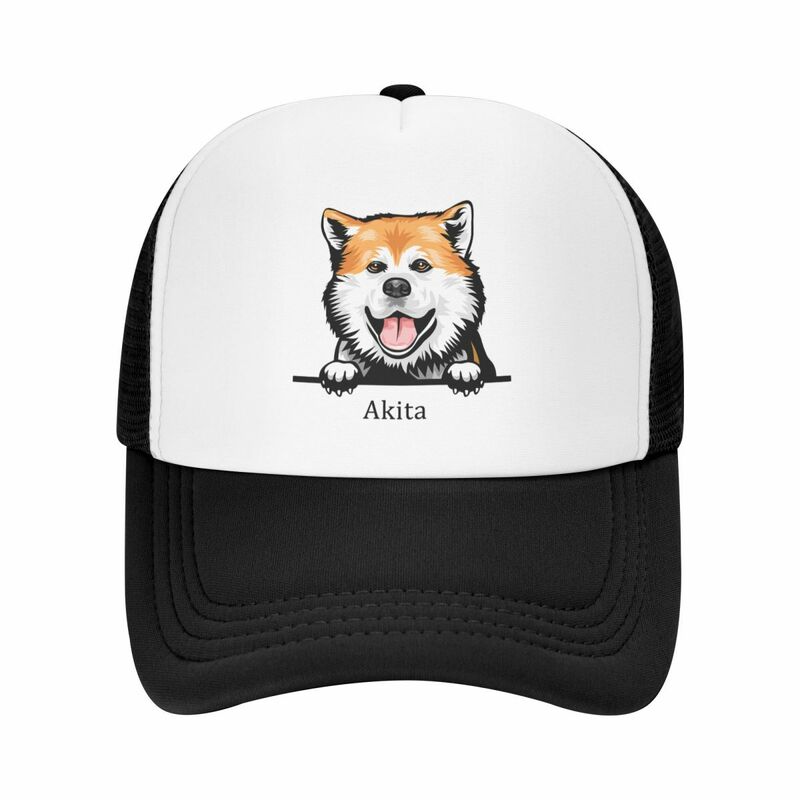 Custom Classic Unisex Peeking Dog Akita Trucker Hat adulto Pet Animal berretto da Baseball regolabile per uomo donna Hip Hop