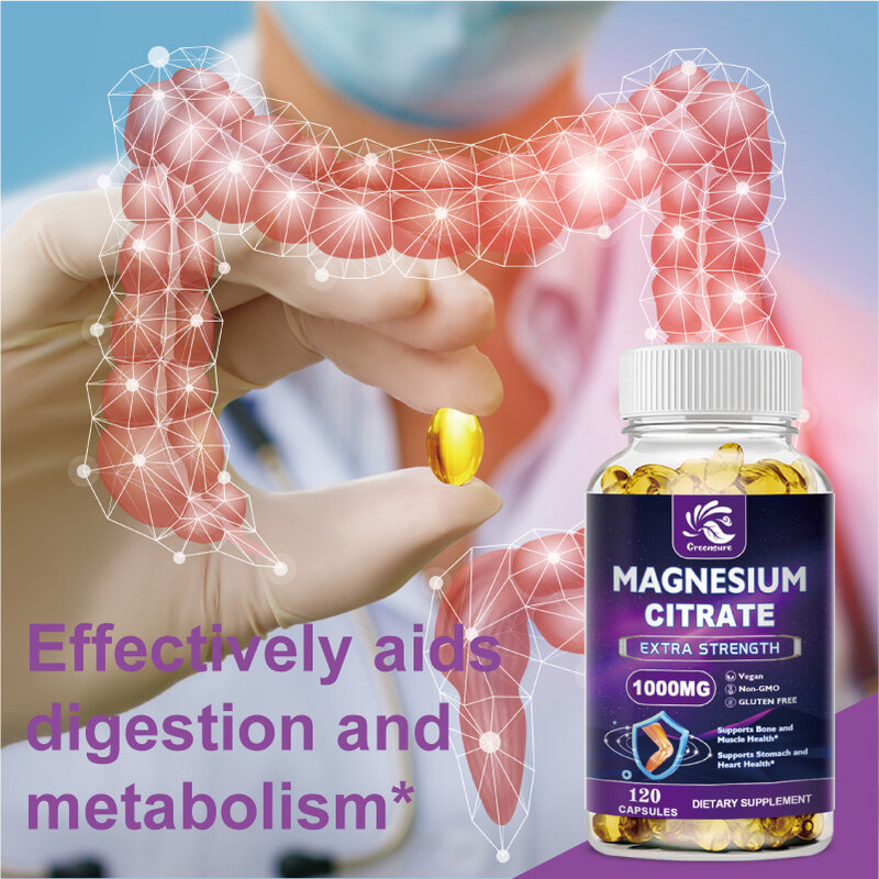 سيترات المغنيسيوم Mg ، يمتص بسهولة ، تنقية المعادن ، دعم الأعصاب العضلية والطاقة ، غير GMO